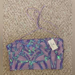 Glitzy Night Out Sequin Crop Top - Never Worn with Tags
